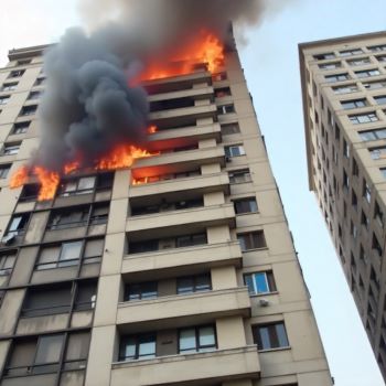 Пожар на балконе в квартире многоэтажного дома